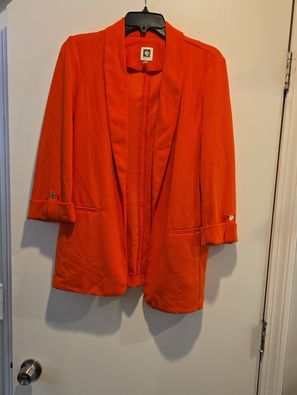 Anne Klein Bright Orange Open-Front Blazer